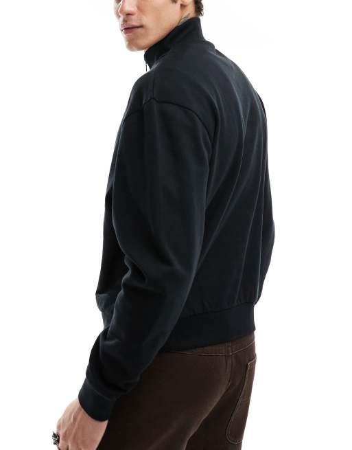 ASOS DESIGN - Essential - Felpa oversize squadrata nera con zip corta