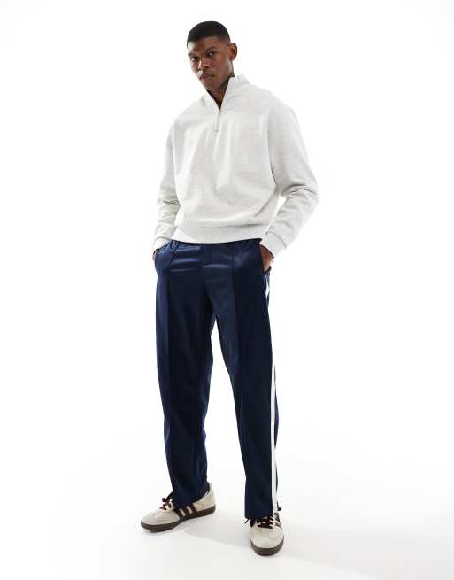 ASOS DESIGN - Essential - Felpa oversize squadrata bianco mélange con zip corta