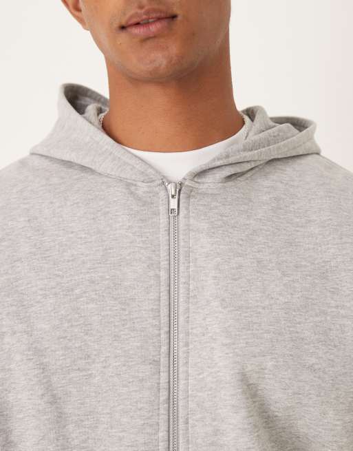 ASOS DESIGN essential boxy oversized zip up hoodie in heather gray