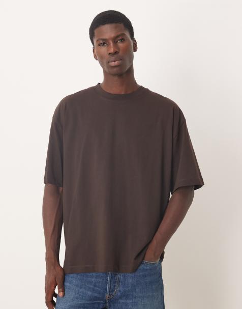 ASOS DESIGN – Essentials – Brązowy T-shirt oversize z okrągłym dekoltem - view 1