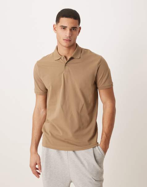 ASOS DESIGN – Essentials – Brun, enkel pikétröja i regular fit - view 1