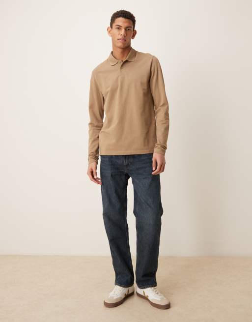 ASOS DESIGN - Essentials - Brun polo med lange ærmer i piqué i regular fit, 2 af 5