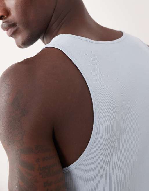 ASOS DESIGN - Essentials - Canotta attillata azzurra a coste, 5 di 7