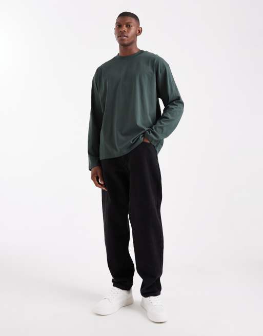 ASOS DESIGN – Essentials – Ciemnozielony T-shirt oversize z długimi rękawami, 2 z 5