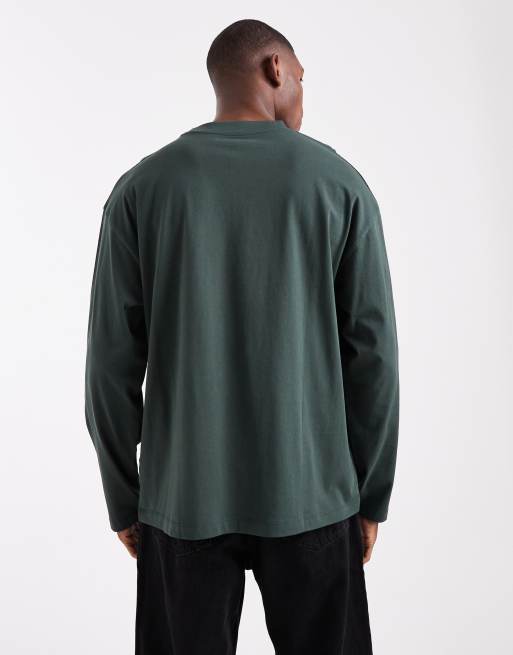 ASOS DESIGN – Essentials – Ciemnozielony T-shirt oversize z długimi rękawami, 3 z 5