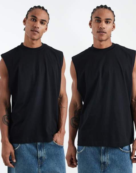 ASOS DESIGN - Essentials - Confezione da 2 canotte oversize nere - view 1