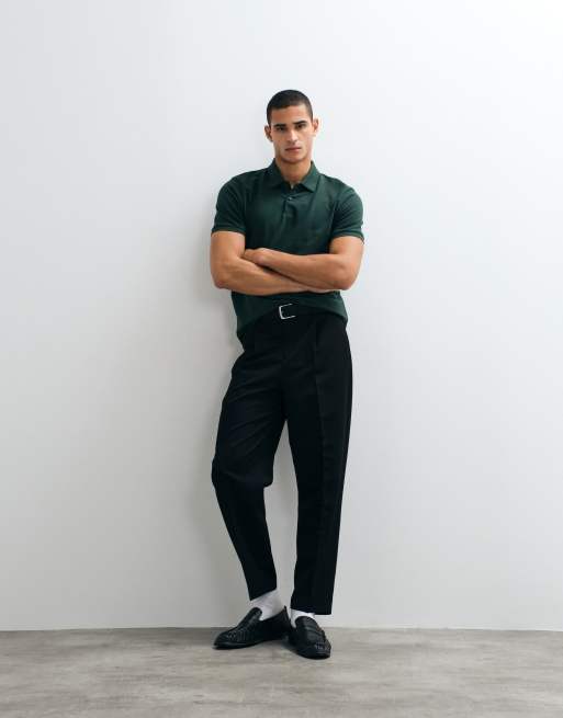 ASOS DESIGN - Essentials - Confezione da 2 polo vestibilità classica in piqué verde scuro e nero, 2 di 5