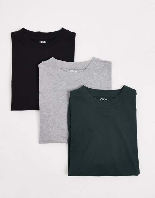 ASOS DESIGN - Essentials - Confezione da 3 T-shirt comode multicolore