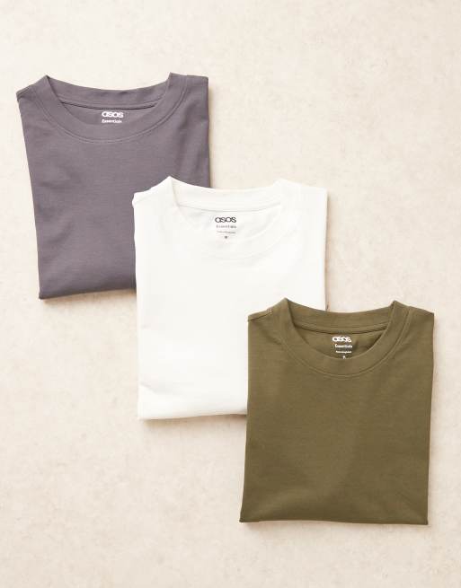 ASOS DESIGN - Essentials - Confezione da 3 T-shirt oversize multicolore