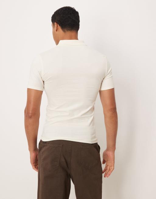 ASOS DESIGN - Essentials - Cremefarvet og tætsiddende poloskjorte , 3 af 5