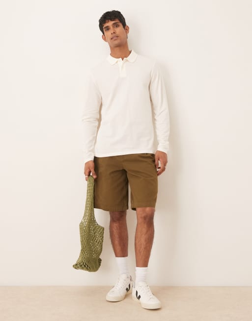 ASOS DESIGN - Essentials - Cremehvid polo med lange ærmer i piqué i regular fit, 2 af 4