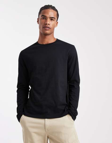 ASOS DESIGN Essentials crew neck long sleeve t-shirt in black
