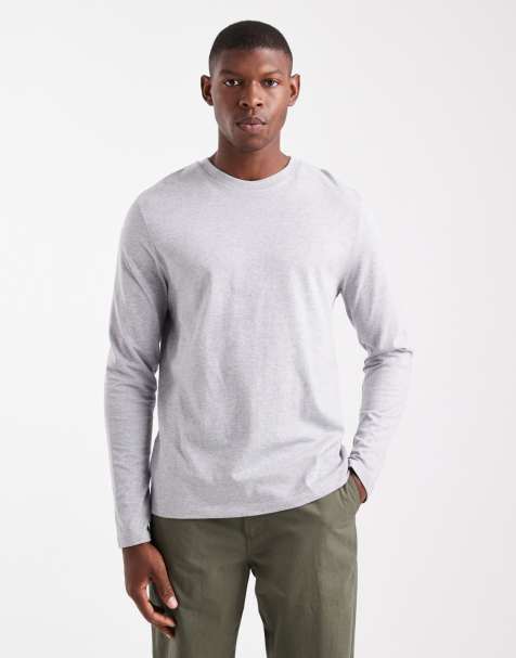 ASOS DESIGN Essentials crew neck long sleeve t-shirt in grey marl