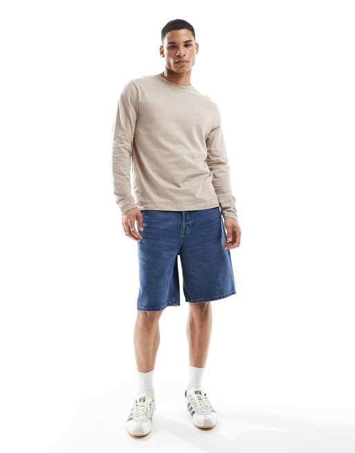 ASOS DESIGN Essentials crew neck long sleeve t-shirt in stone, 4 of 4