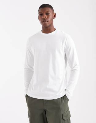 Asos Design Essentials Crew Neck Long Sleeve T-shirt In White