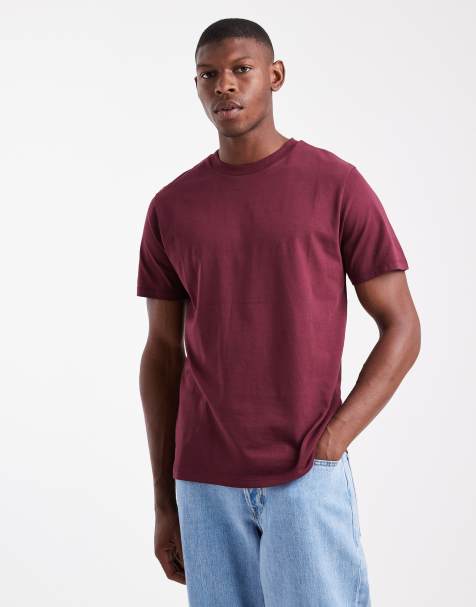 ASOS DESIGN Essentials crew neck t-shirt in burgundy