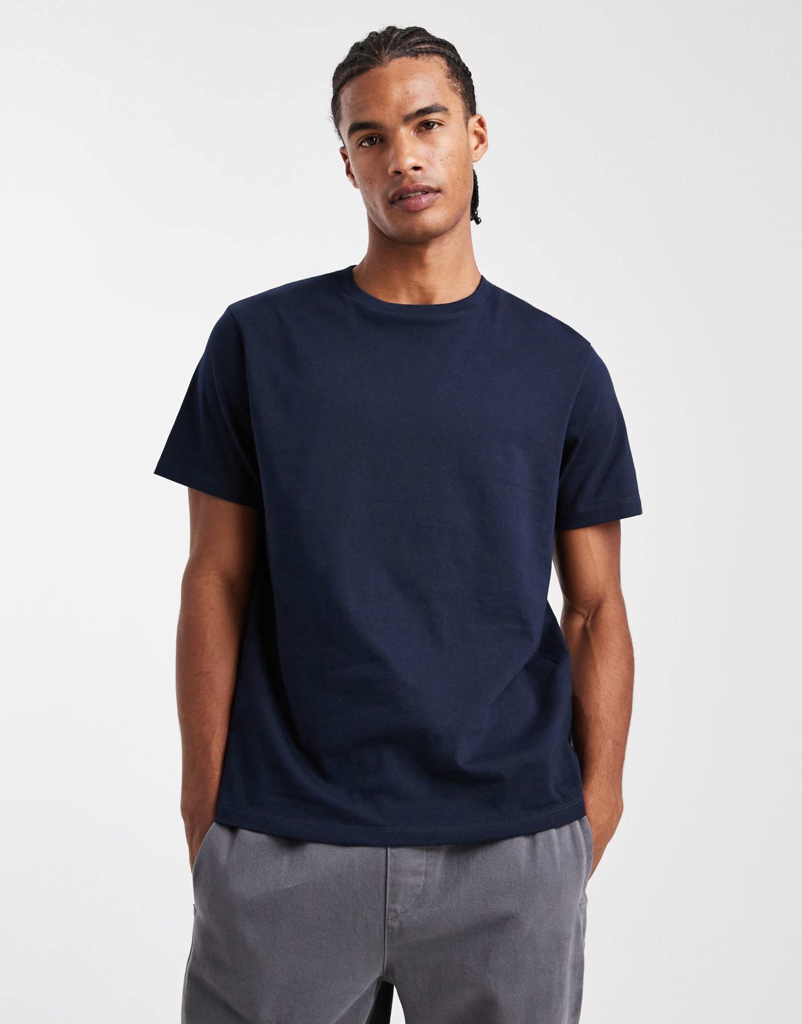 Футболка ASOS DESIGN essentials с круглым вырезом темно-синего цвета  