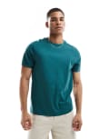 [ASOS DESIGN] ASOS DESIGN essentials crew neck t-shirt with roll sleeve in mid green S MEDITERRANEAN