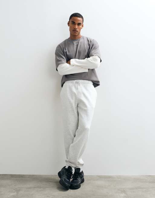ASOS DESIGN essentials cuffed joggers in ice marl  - GREY, 2 of 5