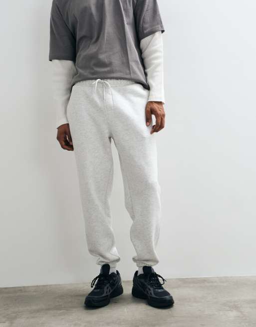 ASOS DESIGN essentials cuffed joggers in ice marl  - GREY, 3 of 5