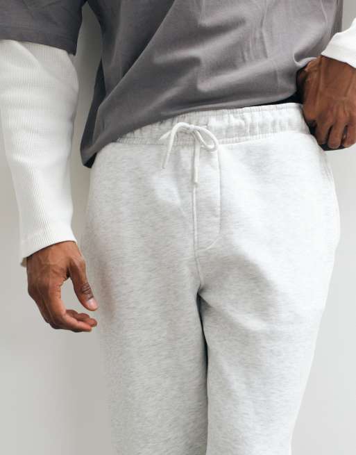 ASOS DESIGN essentials cuffed joggers in ice marl  - GREY, 4 of 5
