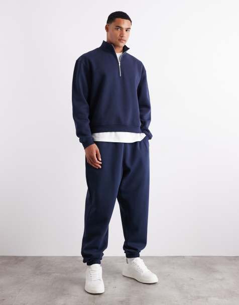 ASOS DESIGN essentials cuffed joggers in navy  - NAVY - view 1
