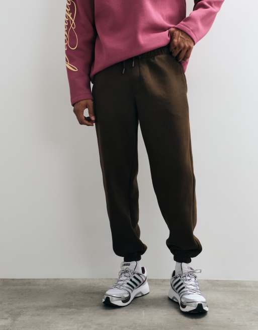 ASOS DESIGN essentials cuffed trackies in brown - BROWN, 2 of 5