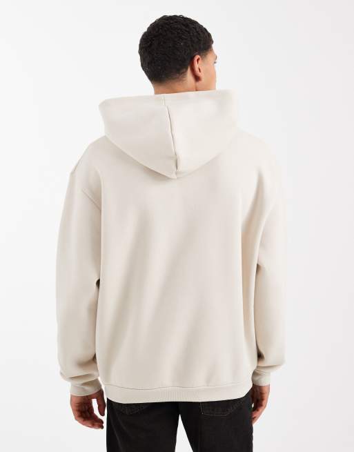 ASOS DESIGN - Essentials - Ecrufarvet hættetrøje med afslappet pasform, 3 af 5