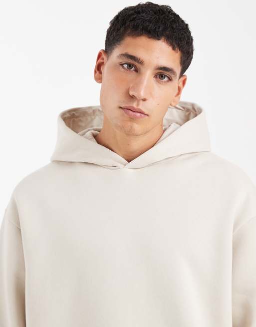 ASOS DESIGN - Essentials - Ecrufarvet hættetrøje med afslappet pasform, 5 af 5