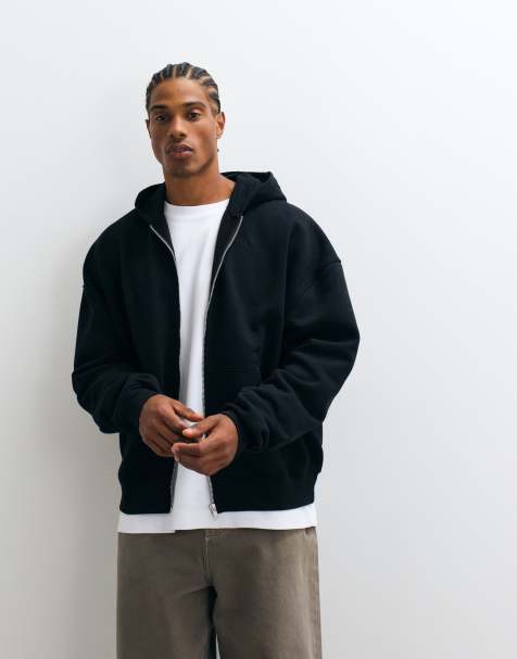 ASOS DESIGN Essentials ekstremt oversized hættetrøje med lynlås i sort - view 1