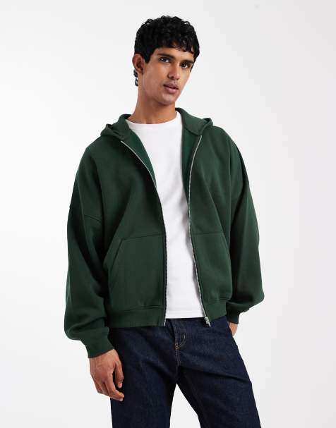 ASOS DESIGN - Essentials - Extreem oversized hoodie met rits in groen - view 1