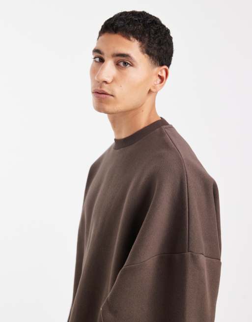 ASOS DESIGN essentials extreme oversized sweatshirt in brown | ASOS