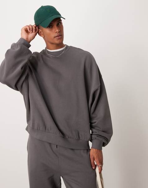 ASOS DESIGN essentials extreme oversized sweatshirt in charcoal - view 1