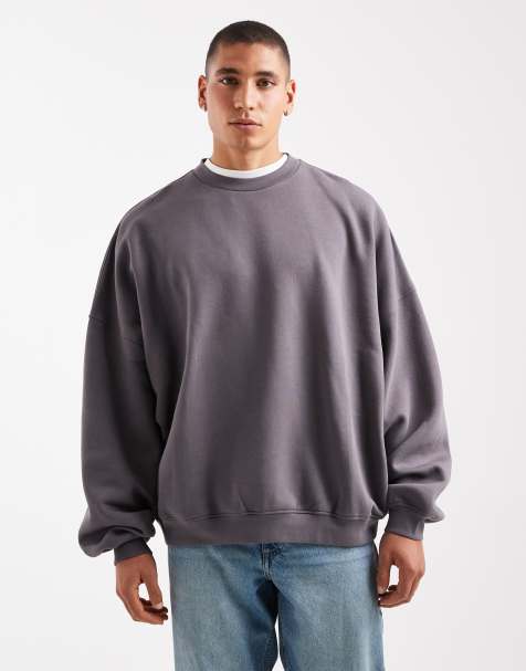 ASOS DESIGN essentials extreme oversized sweatshirt in charcoal - view 1