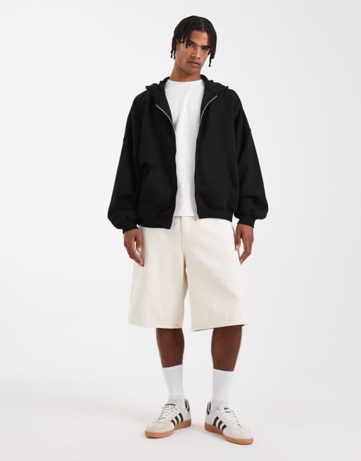 ASOS DESIGN essentials extreme oversized zip through hoodie in black , 2 of 5
