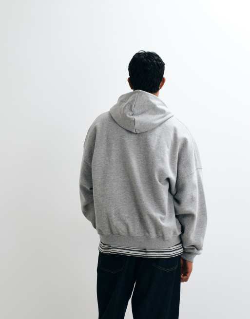 ASOS DESIGN essentials extreme oversized zip through hoodie in grey marl, 5 of 5