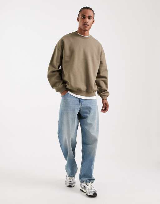 ASOS DESIGN – Essentials – Extremes Oversize-Sweatshirt in Khaki, 2 von 5