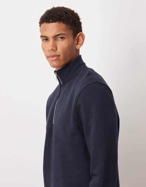 ASOS DESIGN - Essentials - Felpa blu navy con zip corta , 4 di 5