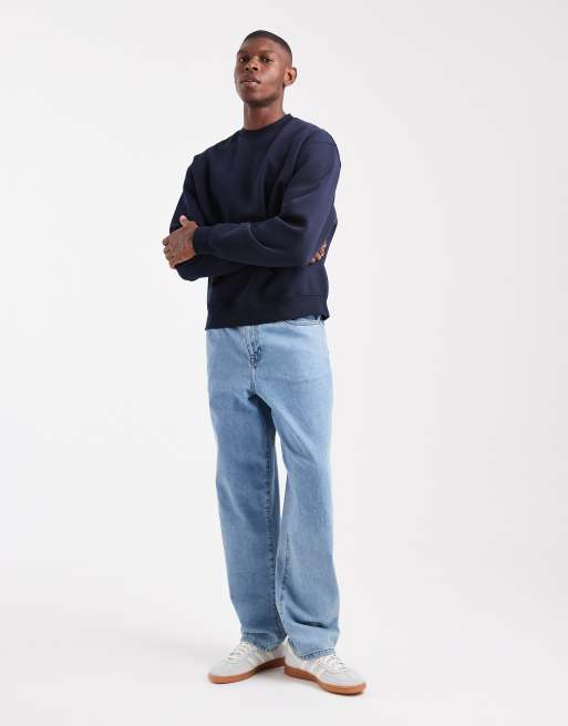 ASOS DESIGN - Essentials - Felpa comoda squadrata blu navy, 2 di 5