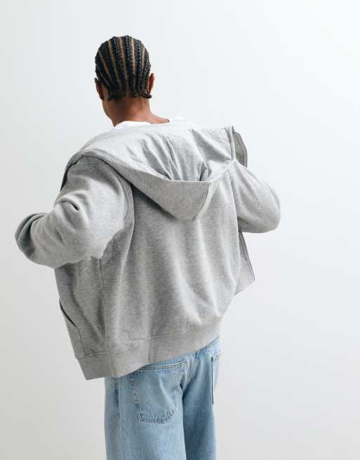 ASOS DESIGN essentials felpa con cappuccio ampia con zip intera grigia, 4 di 5