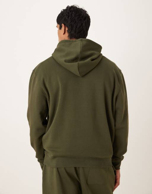ASOS DESIGN - Essentials - Felpa con cappuccio kaki vestibilità comoda , 3 di 5