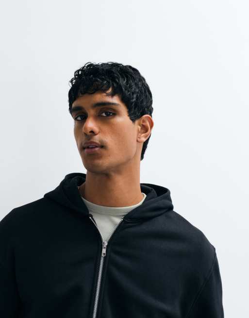 ASOS DESIGN - Essentials - Felpa con cappuccio nera comoda con zip, 2 di 5