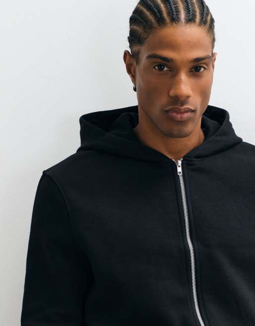 ASOS DESIGN - Essentials - Felpa con cappuccio nera con zip , 4 di 5