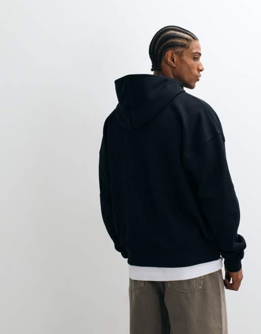 ASOS DESIGN - Essentials - Felpa con cappuccio super oversize nera con zip, 4 di 5