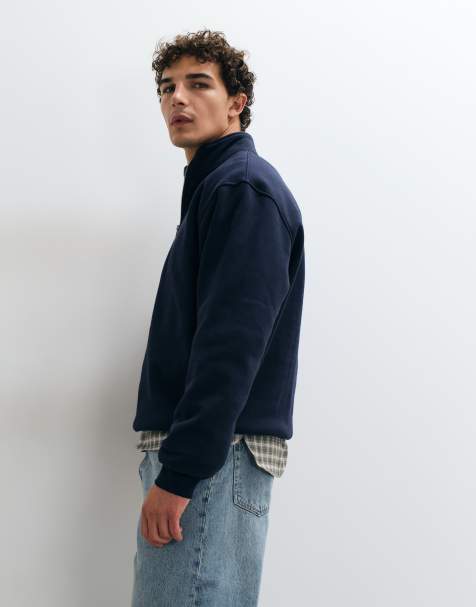 ASOS DESIGN essentials felpa relaxed con zip corta navy - view 1