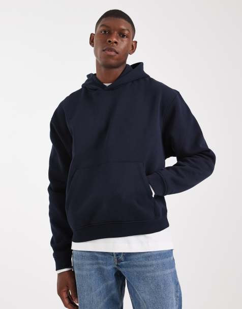 ASOS DESIGN - Essentials - Felpa squadrata vestibilità comoda color blu navy con cappuccio - view 1