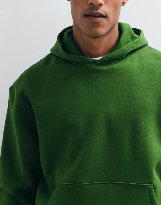 ASOS DESIGN - Essentials - Felpa squadrata vestibilità comoda verde con cappuccio, 3 di 5