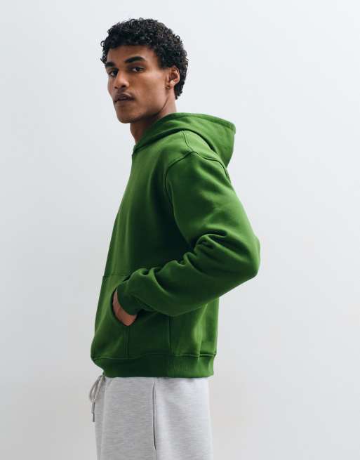 ASOS DESIGN - Essentials - Felpa squadrata vestibilità comoda verde con cappuccio, 4 di 5