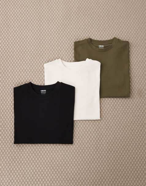ASOS DESIGN - Essentials - Forskelligfarvede T-shirt i regular fit i pakke med 3 stks - view 1
