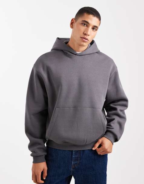 ASOS DESIGN - Essentials - Grå afslappet hættetrøje med firkantet pasform - view 1